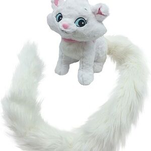 Disney White Cat Plush Toy with Long Boa  Tail